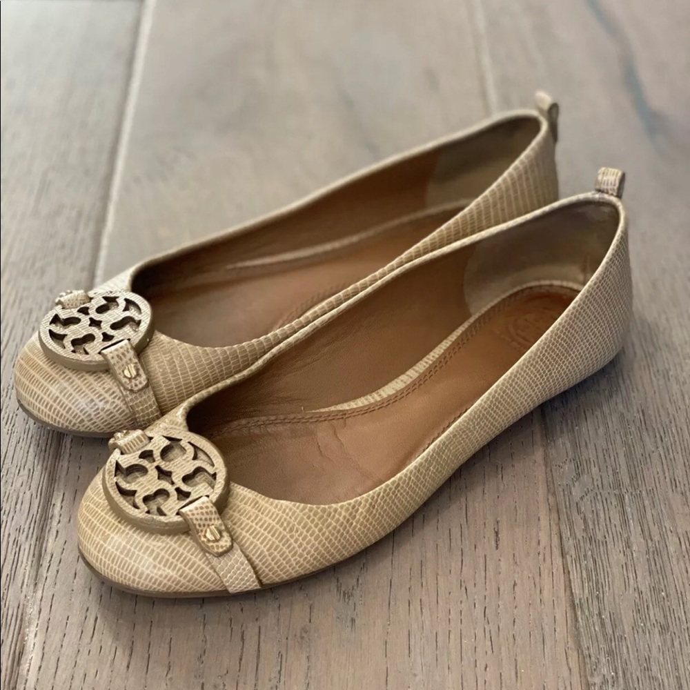 Tory Burch Tan Gabriel Reva Ballet Flats Size 7